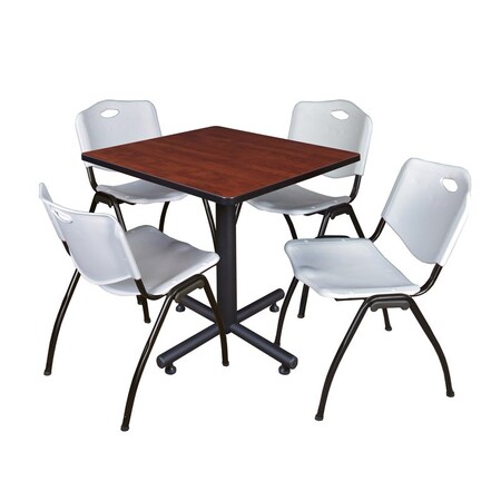 Kobe Kobe Square Table & Chair Set, Wood, Metal, Plastic Top, Cherry TKB3030CH47GY